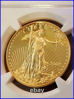 2008 W $50 American Gold Eagle 1 Oz Gold NGC Proof 70 Ultra Cameo