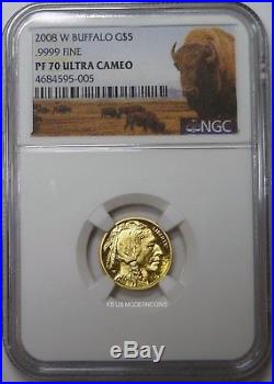 2008 W $5 AMERICAN GOLD BUFFALO 1/10 oz NGC PF70 UCAM