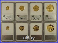 2008-W American Gold Buffalo 8-Piece Set MS70 & PF70 NGC Early Release