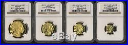 2008 W Buffalo 4 Piece Gold Coin Set $50-$5 Certifed Ngc Proof 70 Ultra Cameo