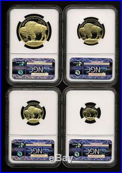 2008 W Buffalo 4 Piece Gold Coin Set $50-$5 Certifed Ngc Proof 70 Ultra Cameo