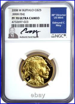 2008-W Gold 1/2 Oz. Buffalo. 9999 Fine $25 NGC PF70 UC Edmund C Moy Signed 2008-W Gold 1/2 Oz. Buffalo. 9999 Fine $25 NGC PF70 UC Edmund C Moy Signed
