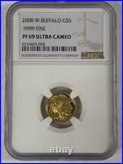 2008 W NGC PF69 1/10 oz GOLD American Buffalo $5 US Gold Coin