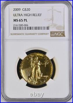 2009 1 Oz $20 Gold Ultra High Relief Double Eagle NGC MS65 PL. 9999