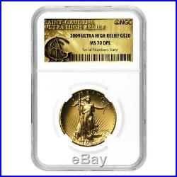 2009 1 oz $20 Ultra High Relief Saint-Gaudens Gold Double Eagle NGC MS 70 DPL