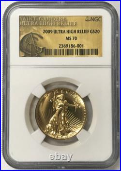 2009 $20 Gold Ultra High Relief Saint-Gaudens NGC MS70