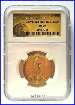 2009 $20 ULTRA HIGH RELIEF DOUBLE EAGLE GOLD COIN NGC MS70 Beautiful Coin