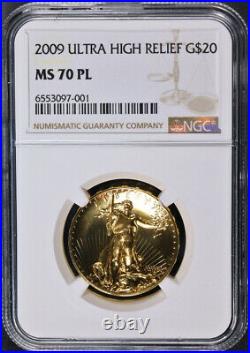 2009 $20 Ultra High Relief Gold Double Eagle NGC MS70 PL Proof Like Brown