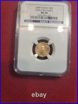 2009 $5 NGC MS70 1/10 Gold Eagle Bullion Coin EARLY RELEASES Blue Label