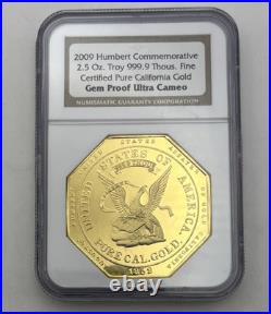 2009 Humbert Commemorative 2.5 Oz Troy Pure California Gold Gem Proof Ultra