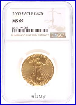 2009 NGC MS69 $25 Gold American Eagle 1/2 oz