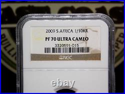 2009 S. Africa GOLD Proof KRUGERRAND 1/10th oz NGC PF70 Ultra Cameo #015 ECC&C