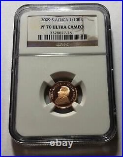 2009 South Africa 1/10 oz Krugerrand proof gold coin NGC PF 70 Ultra Cameo. 10