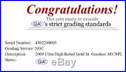 2009 St. Gaudens $20 Gold High Relief NGC MS70 DPL-QA (Quality Assurance) Finest