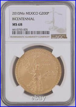 2010 Mo 200 Pesos Mexico 37.5 g NGC MS68 Gold Bicentenario 750005