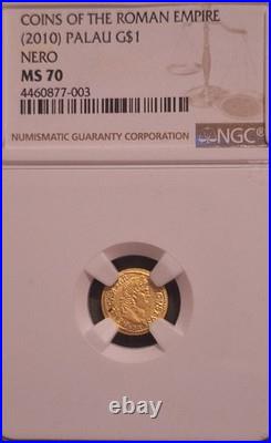 2010 Palau G$1 Nero Restrike NGC MS 70 Gold Coin Pop 1