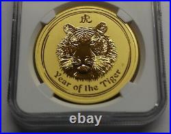2010-p Rare Australia Lunar Two 2 Ounce Gold Year Of The Tiger Ngc Ms 70