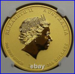 2010-p Rare Australia Lunar Two 2 Ounce Gold Year Of The Tiger Ngc Ms 70
