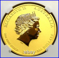 2010-p Rare Australia Lunar Two 2 Oz Ounce Gold Year Of The Tiger Ngc Ms 70