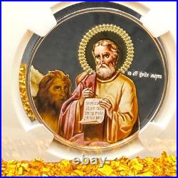 2011 NIUE S$2 The Evangelists St Mark Gold Gilt NGC Color PF70UC 1 of 1 Spotless
