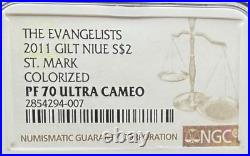 2011 NIUE S$2 The Evangelists St Mark Gold Gilt NGC Color PF70UC 1 of 1 Spotless