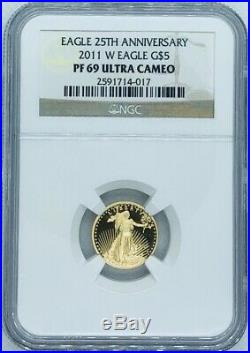 2011 W 25TH Anniversary 1/10 oz Proof Gold American Eagle PF-69 NGC Ultra Cameo
