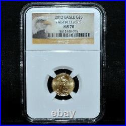 2012 $5 Gold American Eagle? Ngc Ms-70? 1/10 First Release Fr Label? Trusted