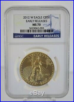 2012-W US Eagle $50 Gold 1 OZ Coin Burnished Early Release NGC MS 70