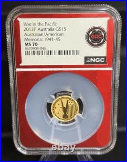 2013 $15 Australian War In The Pacific Commemorative Gold Coin, 1/10 Ounce