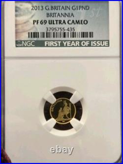 2013 British 1 Pound Gold Britannia. NGC PR69.05 AGW