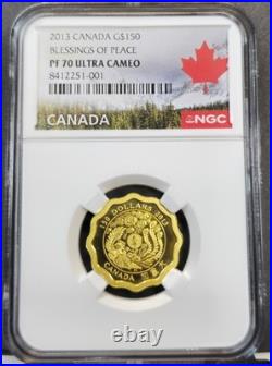 2013 Canada Gold 150 Dollars Blessings Of Peace Ngc Pf 70 Ultra Cameo 886 Minted