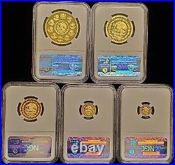 2013 Mexico Mexican 5 Coin Proof Gold Libertad Set NGC PF70 Ultra Cameo withCOA LE