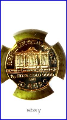 2013 NGC69 1/10 oz Austrian Philharmonic. 9999 Pure Gold Coin (BU)