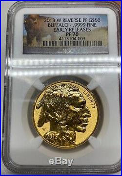 2013-W $50 GOLD BUFFALO REVERSE PROOF NGC PF70 EARLY RELEASES ER 100th Anni