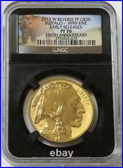 2013 W GOLD 1oz $50 BUFFALO ANNIVERSARY NGC REVERSE PROOF 70 EARLY RELEASE RETRO
