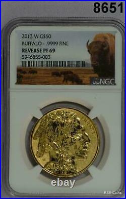 2013 W G $50 1oz Gold Buffalo Ngc Certified Reverse Proof Pf69 Scarce! #8651