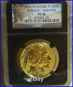 2013 W Gold Buffalo Reverse Proof NGC PR70 Black Case
