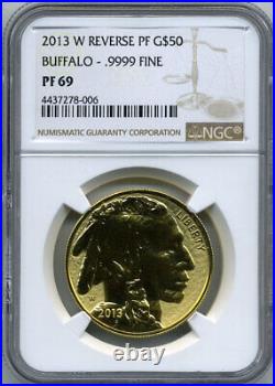 2013-w Buffalo Reverse Proof Gold. 9999 $50 Ngc Pf 69