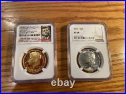 2014W Gold High Relief Kennedy 3/4 oz. 50th Ann. PF70 Ultra HF + 1964 PF68 BONUS
