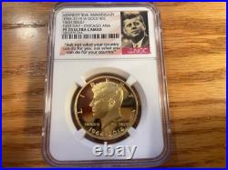 2014W Gold High Relief Kennedy 3/4 oz. 50th Ann. PF70 Ultra HF + 1964 PF68 BONUS