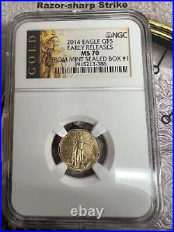 2014 1/10 oz Gold American Eagle MS-70 NGC (Early Release Box #1) RP-66