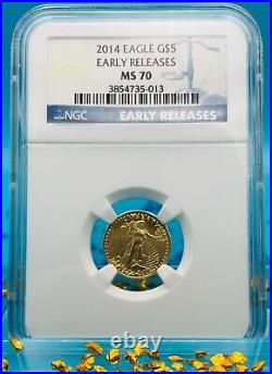 2014 $5 American Gold Eagle Early Releases NGC MS-70 Pristine No Toning
