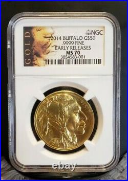 2014 American 1OZ. 9999 Gold Buffalo $50 CERTIFIED MS70 NGC EARLY RELEASES