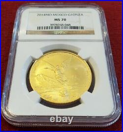 2014 Mexico LIBERTAD 1.0 oz. 999 Gold 1 Onza coin MS70