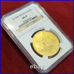 2014 Mexico LIBERTAD 1.0 oz. 999 Gold 1 Onza coin MS70