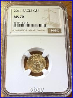 2014 NGC MS-70 American Eagle G$5 Five Dollars 1/10 OZ-T Gold Coin Uncirculated