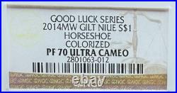 2014 Niue 24K Gold Gilt Good Luck Series Horseshoe. 999 Silver Coin 1 of 1 Mint