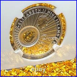 2014 Niue 24K Gold Gilt Good Luck Series Horseshoe. 999 Silver Coin 1 of 1 Mint
