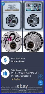 2014 Niue 24K Gold Gilt Good Luck Series Horseshoe. 999 Silver Coin 1 of 1 Mint