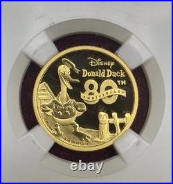 2014 Niue Gold $25 Disney Donald Duck 80th Anniversary NGC PF70